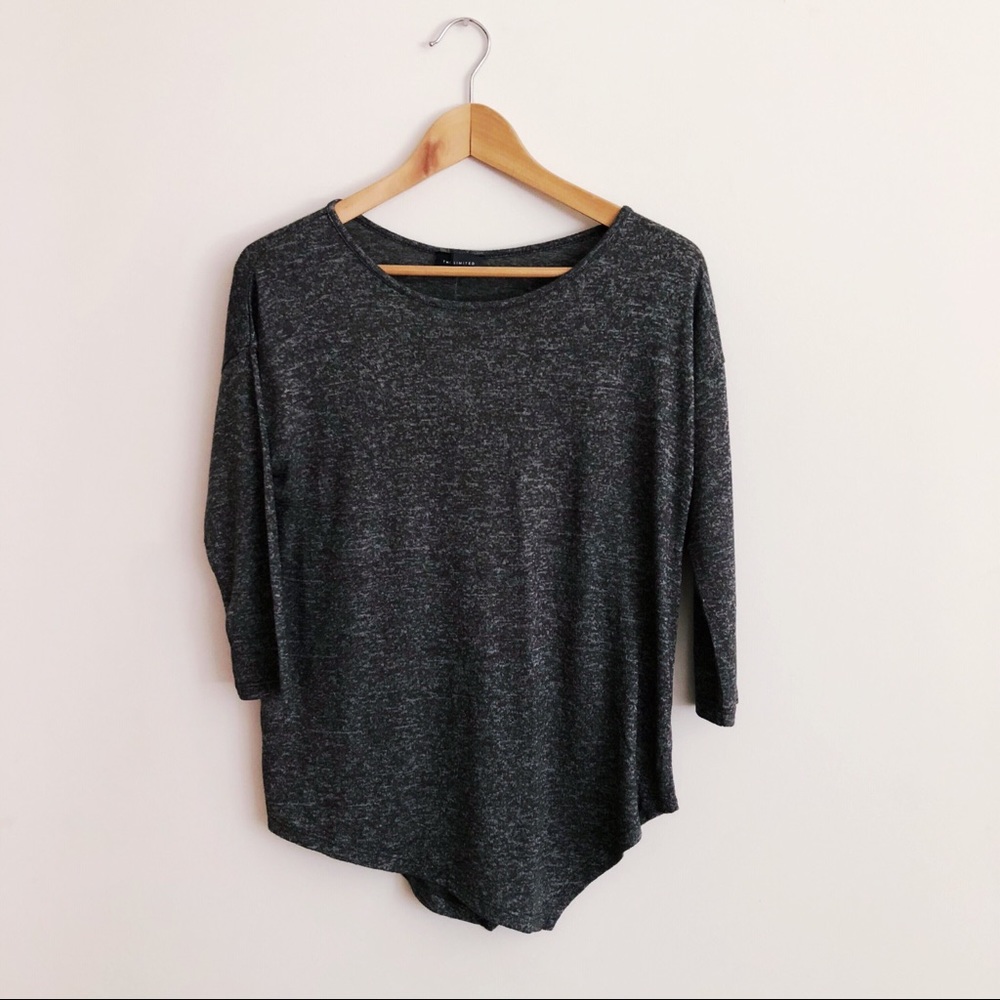 THE LIMITED Marled Olive-Grey Top